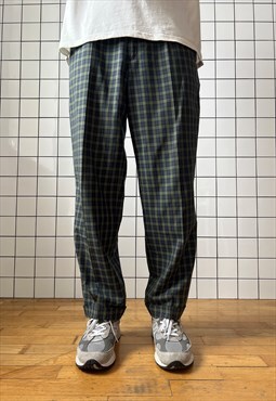 Vintage LACOSTE Pants Trousers 80s Check Green