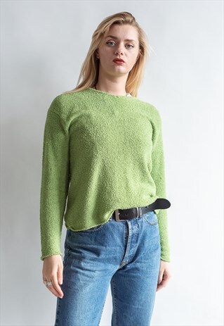VINTAGE 90S GRUNGE MINIMAL JUMPER IN GREEN