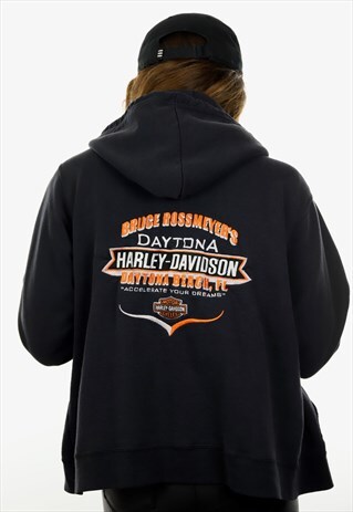 VINTAGE HARLEY-DAVIDSON ZIP UP HOODIE BLACK