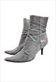 Dior Ankle Boots Mid Calf 39 Denim Grey Blue Pink Logo Heel