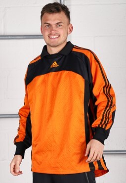Vintage Adidas Football Shirt Orange Long Sleeve Tee Large