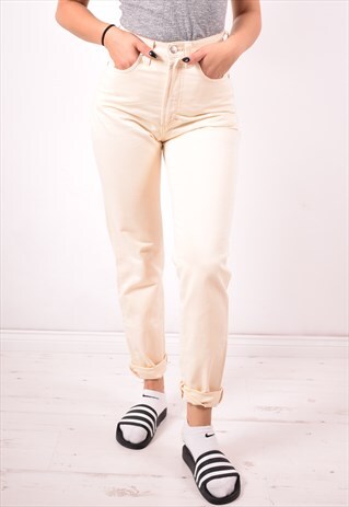 VERSACE WOMENS VINTAGE JEANS W28 L30 OFF WHITE 90S