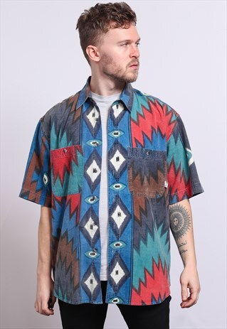 VINTAGE AZTEC PATTERNED SHIRT