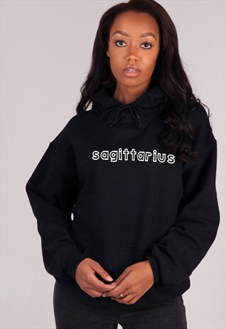 OVERSIZED SAGITTARIUS STARSIGN HOODIE IN BLACK