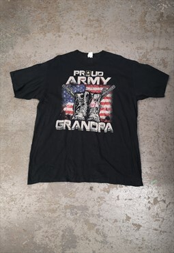 Vintage Graphic USA T-shirt Tee Top with Print Black