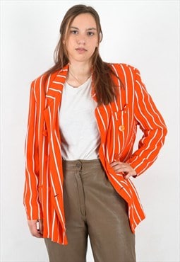 80's Pinstriped Double Breasted Blazer Jacket Sport Suit VTG