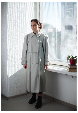 VINTAGE 80'S GREY TRENCH COAT