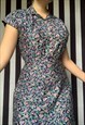 VINTAGE 80S MIDI FLORAL SHIRT DRESS, PRAIRIE, UK10 MEDIUM