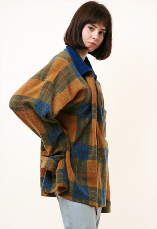 90S VINTAGE OLDSCHOOL PATTERN FLEECE JACKET 15091