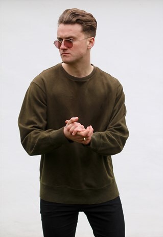NAUTICA USA 90S DARK MOSS GREEN MINIMALIST SWEATSHIRT