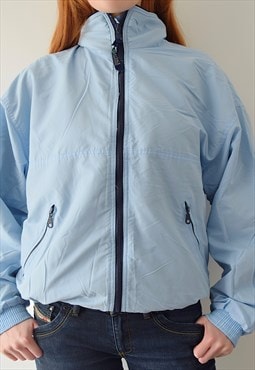 Vintage Blue Winter Jacket Fleece Lined Zip Up