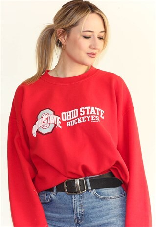 VINTAGE 90'S OHIO STATE RED SLOUCHY FIT SWEATSHIRT