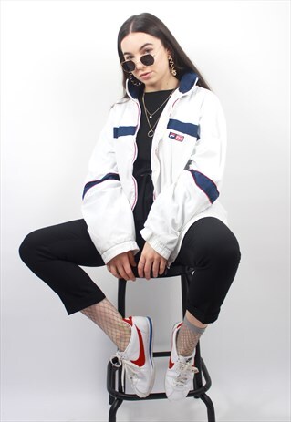 90'S RETRO WHITE & BLUE TRACKSUIT WINDBREAKER