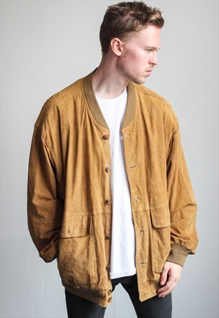 VINTAGE OVERSIZED SUEDE BOMBER JACKET