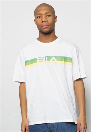 VINTAGE FILA SPELL OUT LOGO T-SHIRT WHITE