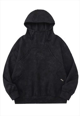 Utility hooded jacket raised neck gorpcore bomber punk coat