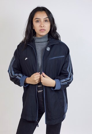 VINTAGE 90'S NIKE BLACK ZIP-UP SHELL SPORTS JACKET