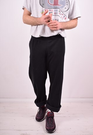 CHAMPION MENS VINTAGE TRACKSUIT TROUSERS W38 L32 BLACK 90'S