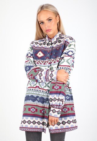 VINTAGE UNBRANDED LONG SLEEVE PATTERN SHIRT S194