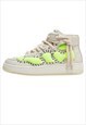 BONES PATCH SNEAKERS CHUNKY SOLE HIGH TOPS RAVE SKATER SHOES