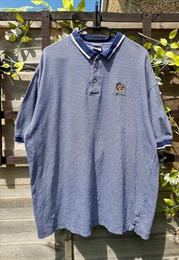 Vintage Disney store tigger blue checkered polo shirt XL 