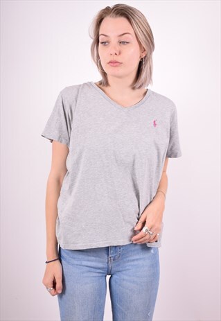 RALPH LAUREN SPORT WOMENS VINTAGE T-SHIRT TOP XL GREY 90'S