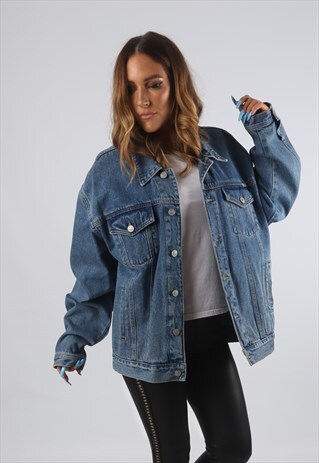 VINTAGE DENIM JACKET OVERSIZED FITTED UK 18 XXL (9DK)