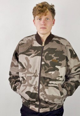 CABELAS Thinsulate Men L insulated Bomber Jacket Camo Hunter