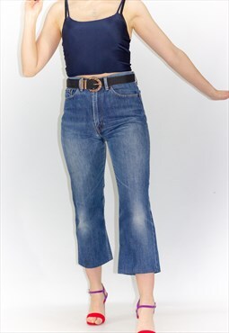 Vintage 70's High Rise Kick Flare Cropped Jeans
