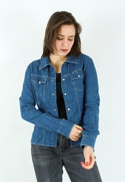 Denim Shirt Jean Snap Up Trucker Jacket Cotton Coat Top