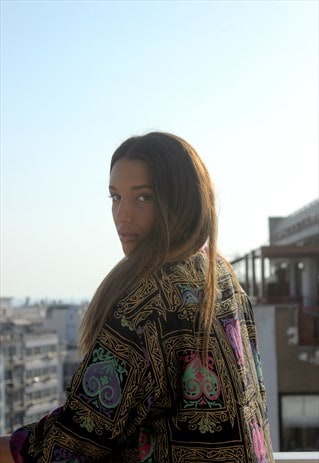 VINTAGE 80'S BLACK OVERSIZED PRINTED SHIRT