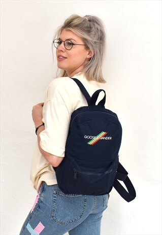 G&G UNISEX MULTI LINES NAVY MINI RUCKSACK