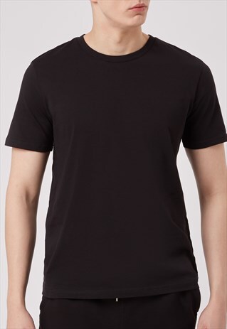 BASIC PLAIN BLACK T-SHIRT IN SOFT ORGANIC COTTON