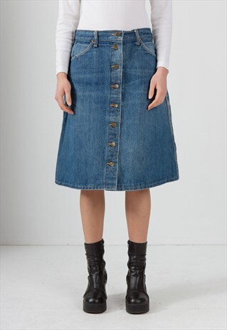 VINTAGE BLUE LEE DENIM MIDI SKIRT