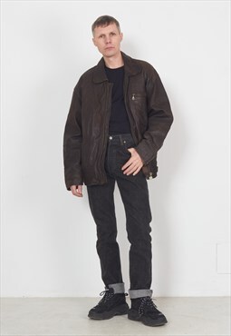 Vintage Brown CAMEL Leather Jacket