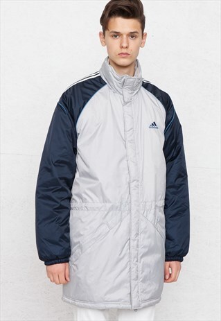 VINTAGE GREY BLUE ADIDAS JACKET