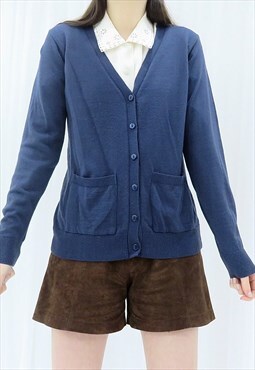 90s Vintage Navy Cardigan (Size S)