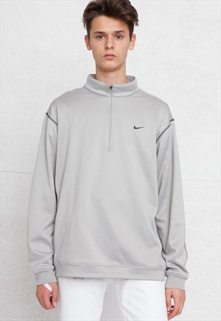 VINTAGE GREY NIKE 1/4 ZIP PULLOVER SWEATSHIRT