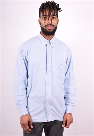 LACOSTE MENS VINTAGE SHIRT LARGE BLUE 90'S
