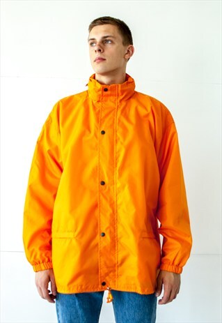 VINTAGE RETRO ORANGE RAIN JACKET COAT