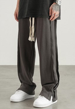 Grey Relaxed Fit Pants Trousers Sweatpants Unisex Y2k