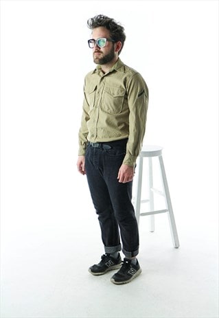 BEIGE AVIATOR SHIRT / OVERSIZED BUTTON UP SHIRT