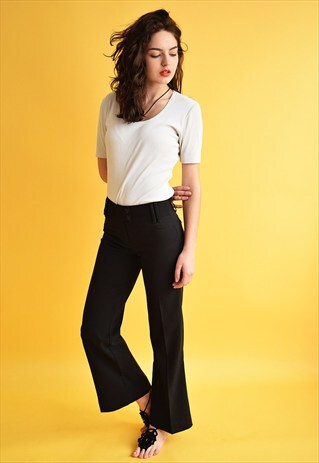 90'S RETRO SMART CLASSY BLACK MINIMALIST TROUSERS