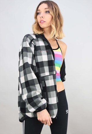 VINTAGE RETRO OVERSIZED ZIP UP REVERSIBLE FLEECE