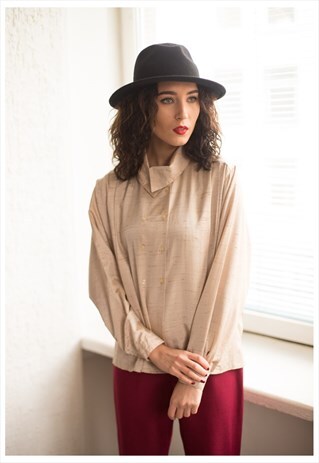 VINTAGE 90'S CREAM DOUBLE BREASTED SHIRT