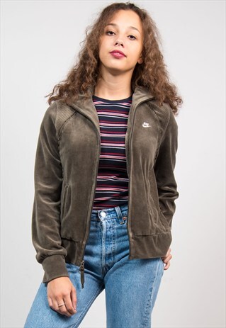 VINTAGE 90'S DARK GREEN NIKE VELVET TRACKSUIT JACKET