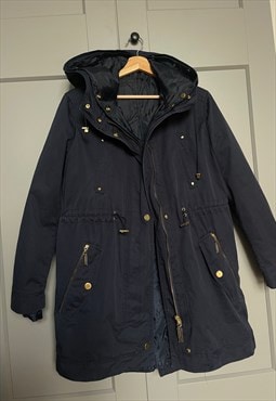 Vintage Navy Blue Midi Winter Jacket