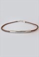 BEIGE PIPE CORD BRACELET WOMEN STERLING SILVER BRACELET
