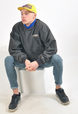 VINTAGE OVERHEAD WINDBREAKER JACKET IN GREY