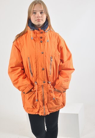 VINTAGE 90'S LINED PARKA COAT IN ORANGE